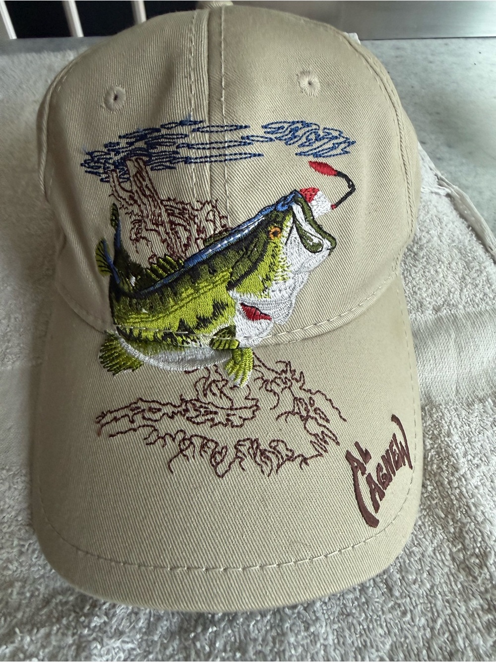 Vintage Al Cagnew baseball cap with embroidered fish on front